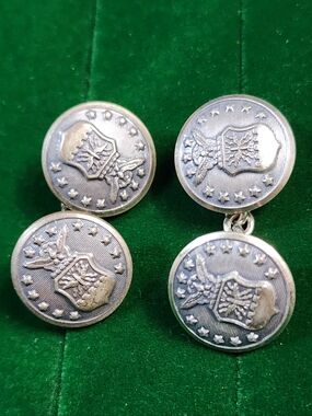 Vintage Waterbury Air Force Button Cufflinks Military Uniform Silver Tone